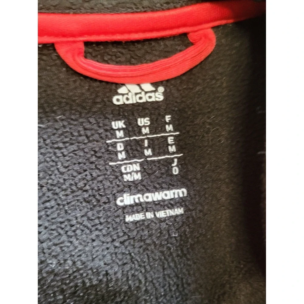 Adidas Climawarm Hoodie Mens Medium Black Red Pullover Sweatshirt Logo Raglan